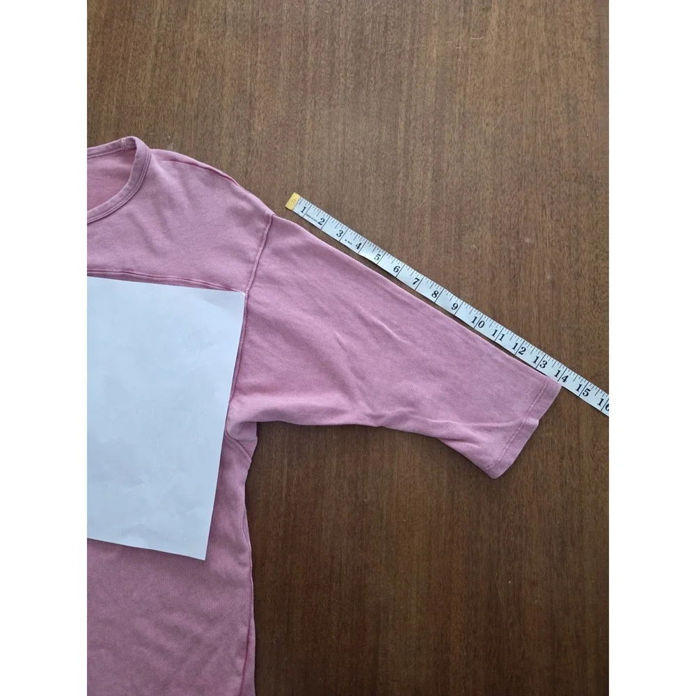 Victoria's Secret Pink Logo Top Women's Small Dusty Rose Acid Washed Oversized - Picture 8 of 11